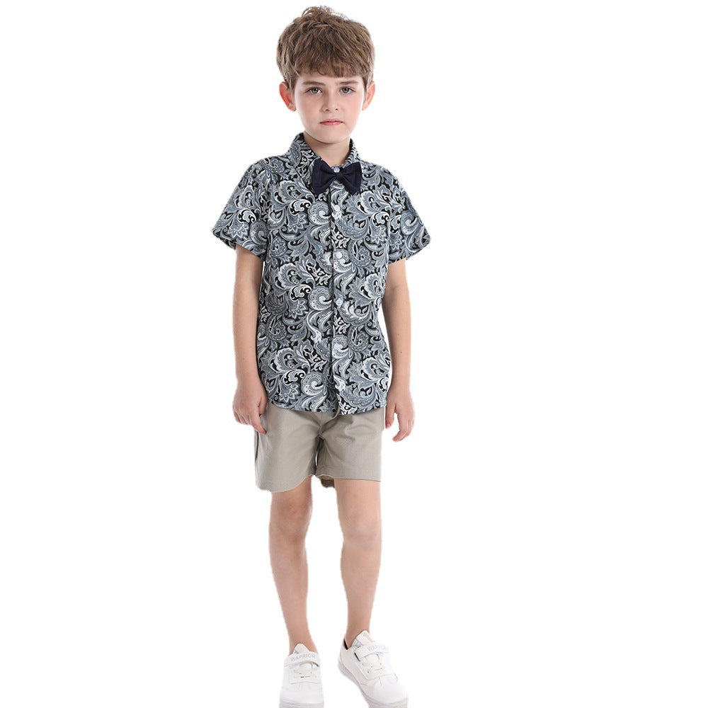 Tropical Short Sleeve Printed Shirt Boys' Shorts Casual 2pc Set, Multiple Designs To Choose From