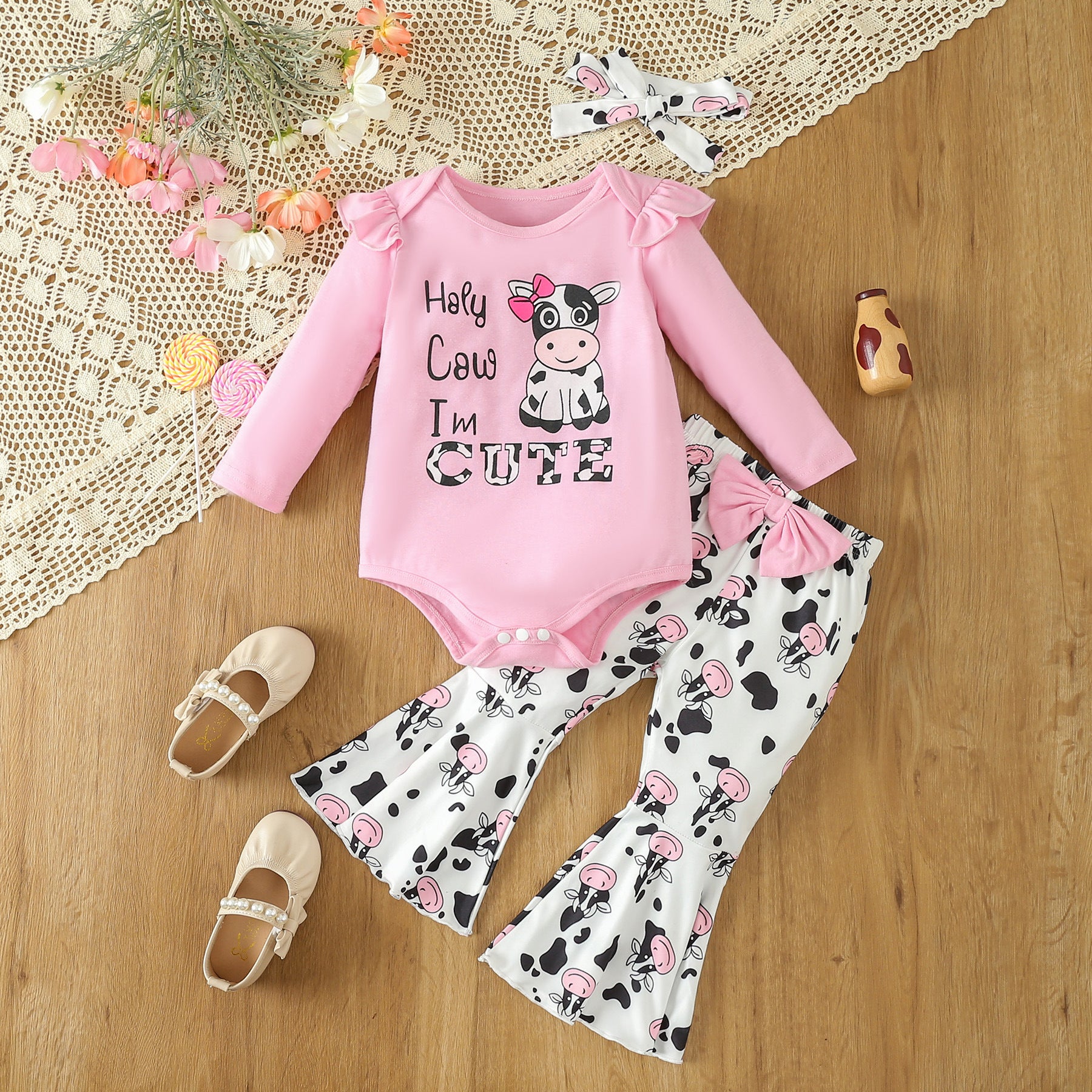 Baby/Toddler Girls' "Holy Cow I'm Cute" 2pc Outfit
