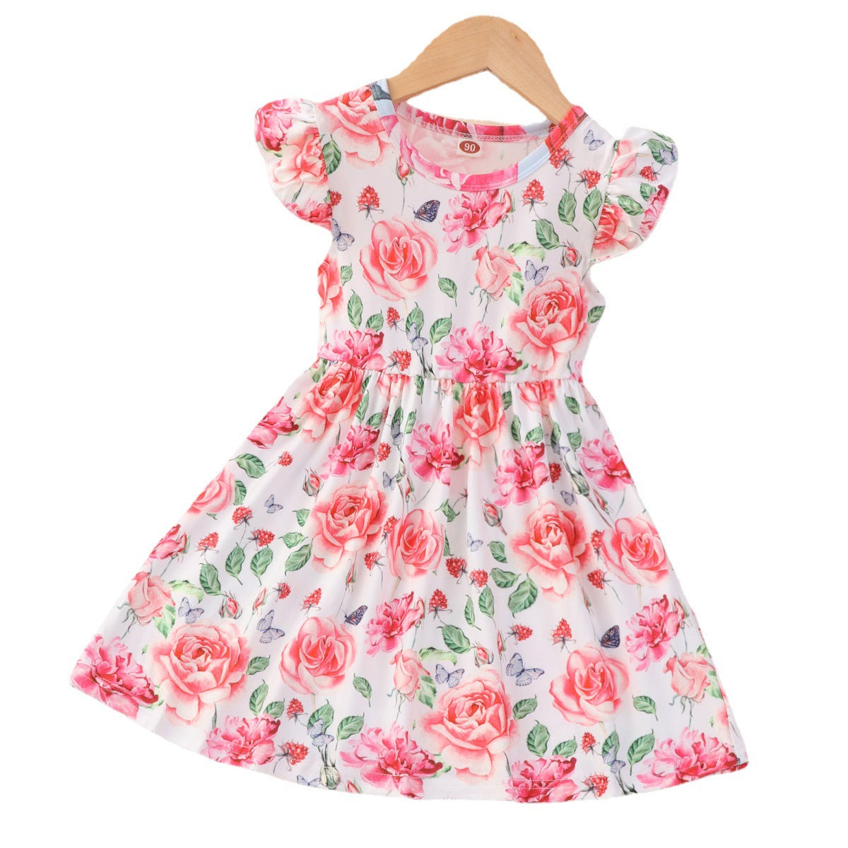 Girl's Flounced Sleeve Dress, Girl Princess Dress