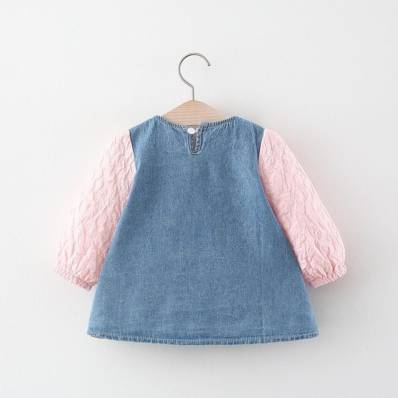 Baby Girl Dress Solid Color Denim Princess Skirt
