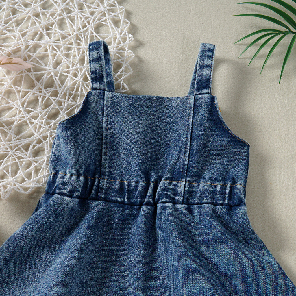 Infant Baby Girl Strap Denim Dress
