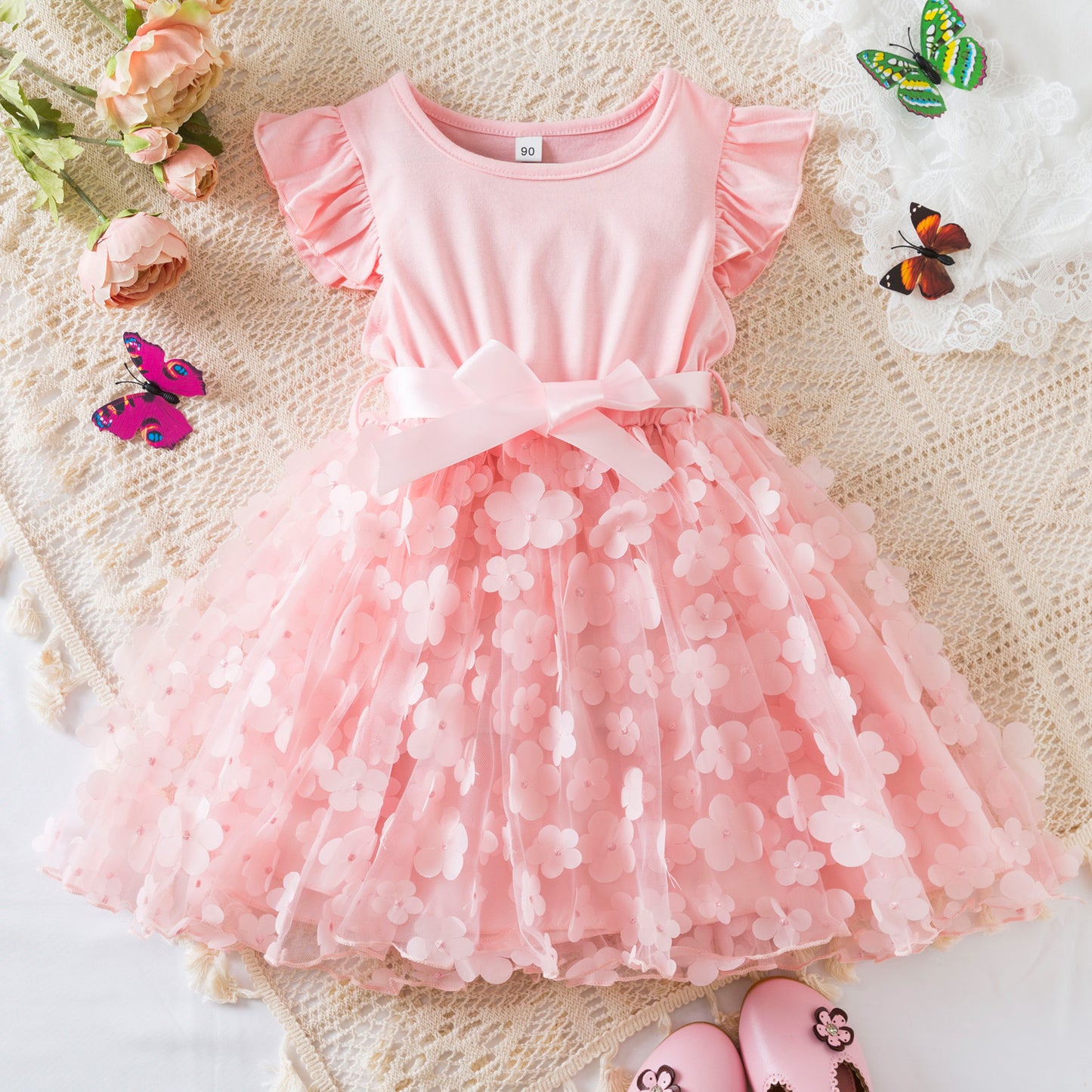 Girls' Fashion Personality Butterfly Mesh Dress