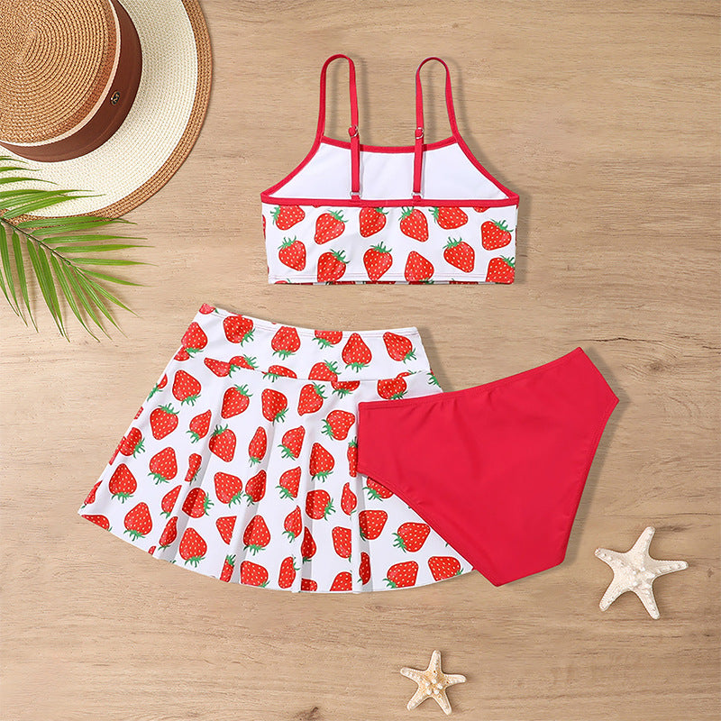 Girls' Skirt Middle And Big Children's Ruffled Split Swimsuit