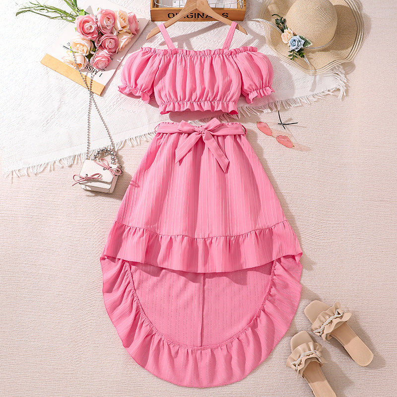 Girls' Retro Printing Fashion Unique Two-piece Set