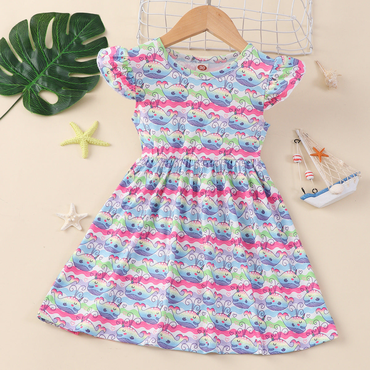 Girl's Flounced Sleeve Dress, Girl Princess Dress