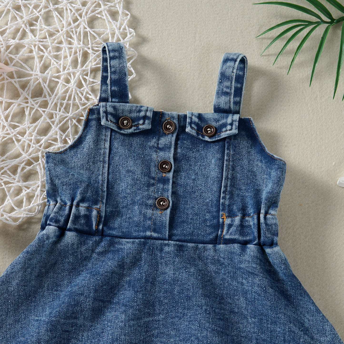 Infant Baby Girl Strap Denim Dress