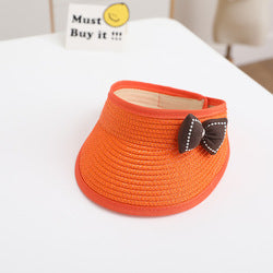 Foldable Children's Hat Summer Korean Style Bow Straw Sunshade