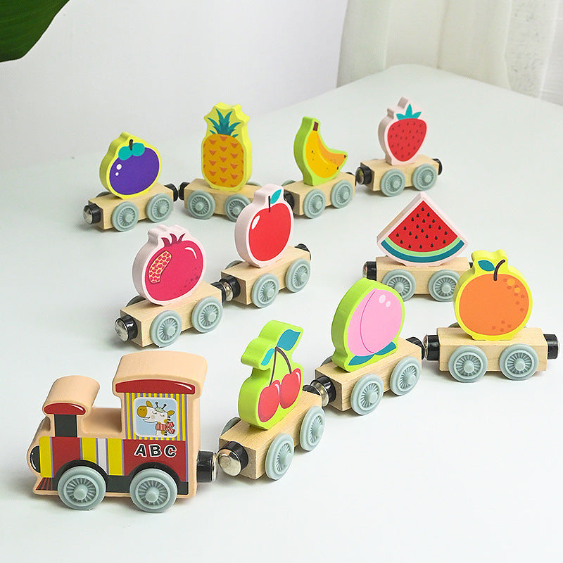 Magnetic Car Small Locomotive, 5 Theme Educational Wooden Sets