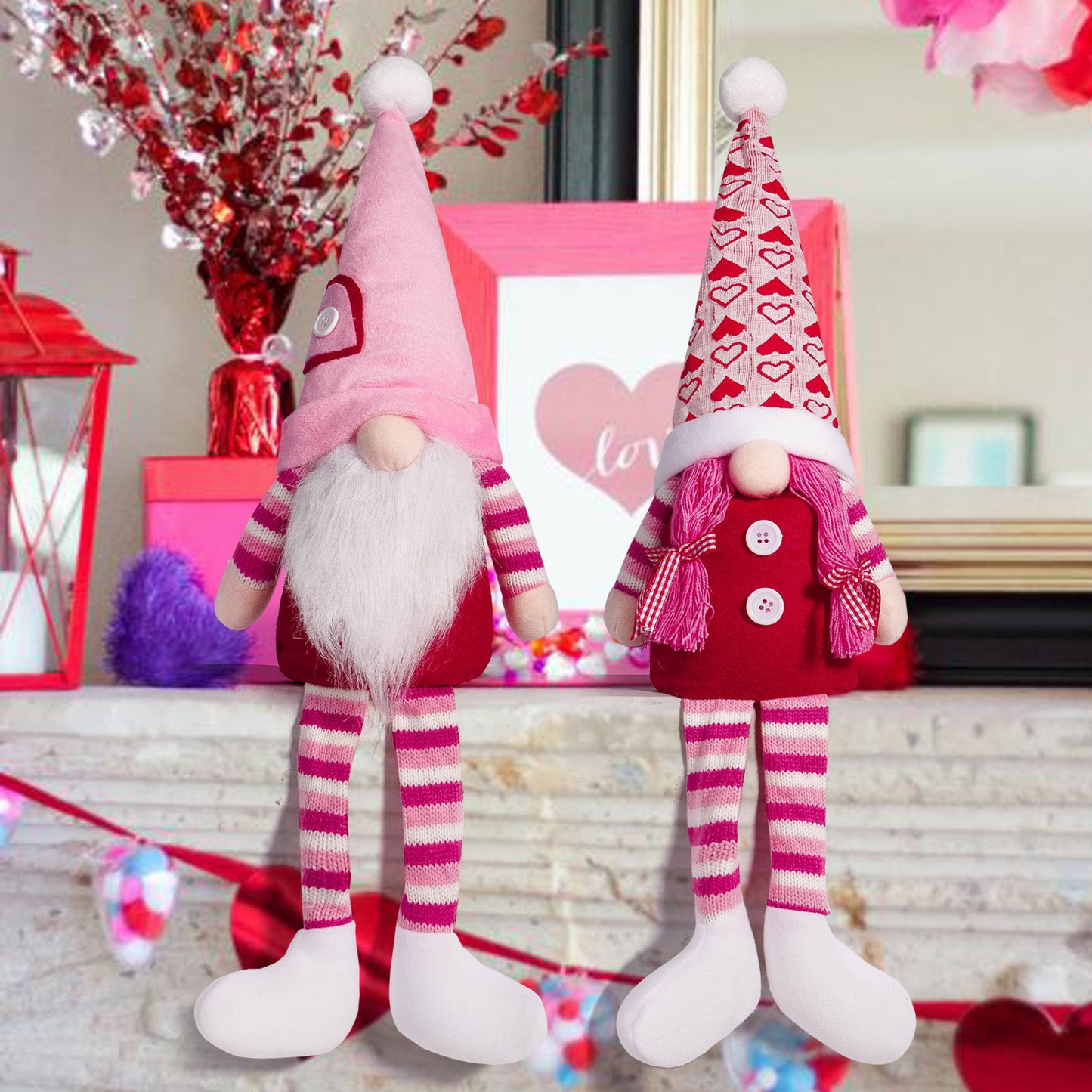 Valentine's Day Faceless Gnome Doll Gift Idea, 2 Pack