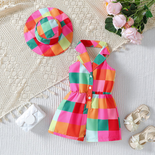 Girls' Woven Halter Backless Princess Dress