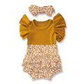 Summer Baby Girl Flounced Sleeve Triangle Onesie Set