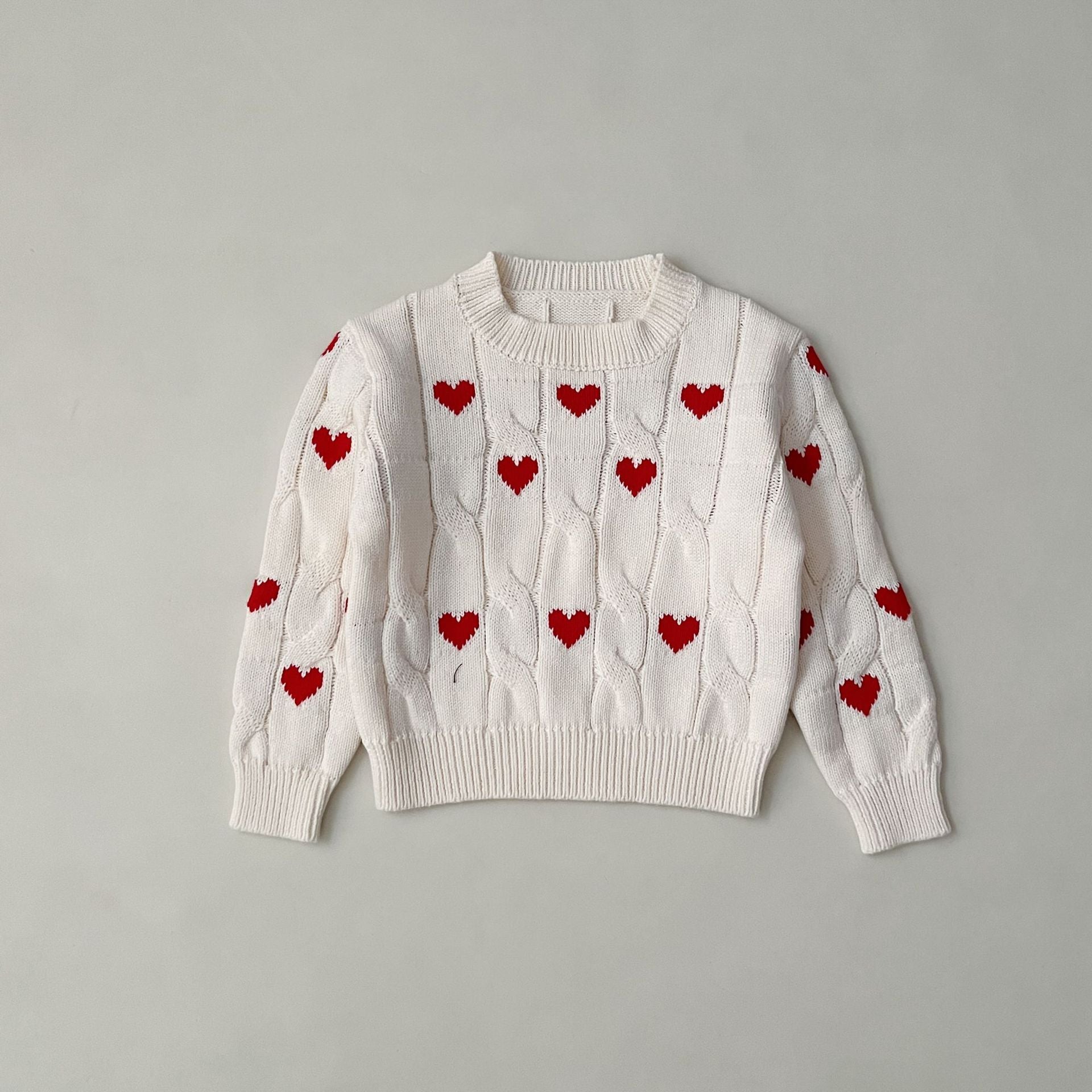 Cotton Round Neck Lovely Red Wool Valentine's Sweater