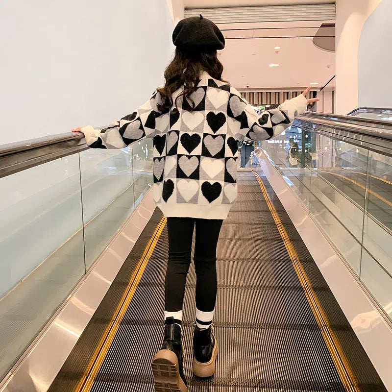 Girl's Cozy Heart Pullover Sweater