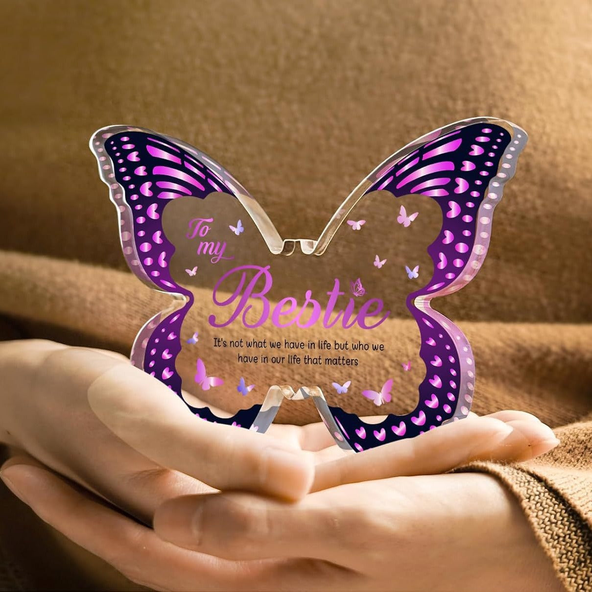 Purple Butterfly Transparent Acrylic Plaque, Mother's, Day Birthday Gift, Gift For Mom