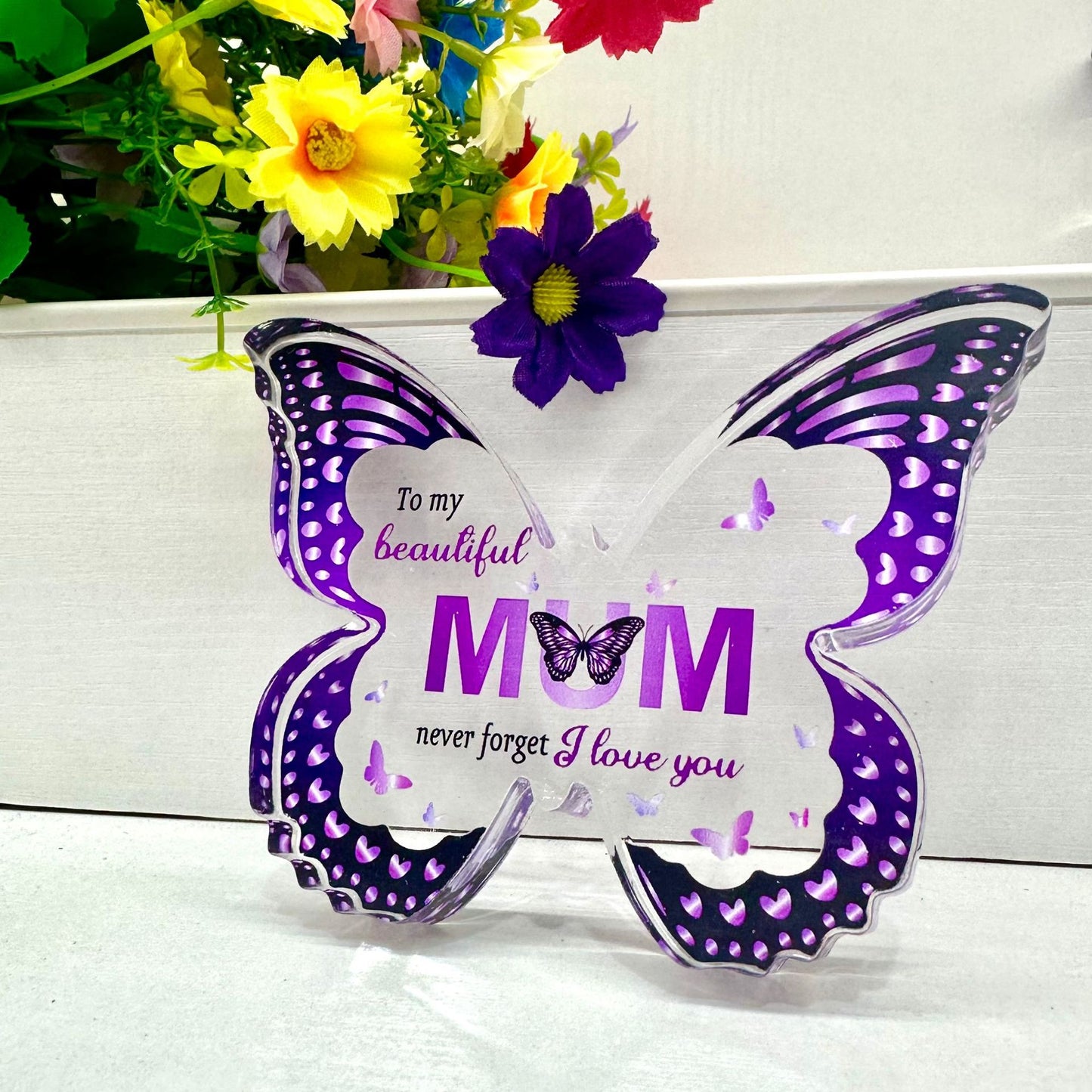 Purple Butterfly Transparent Acrylic Plaque, Mother's, Day Birthday Gift, Gift For Mom