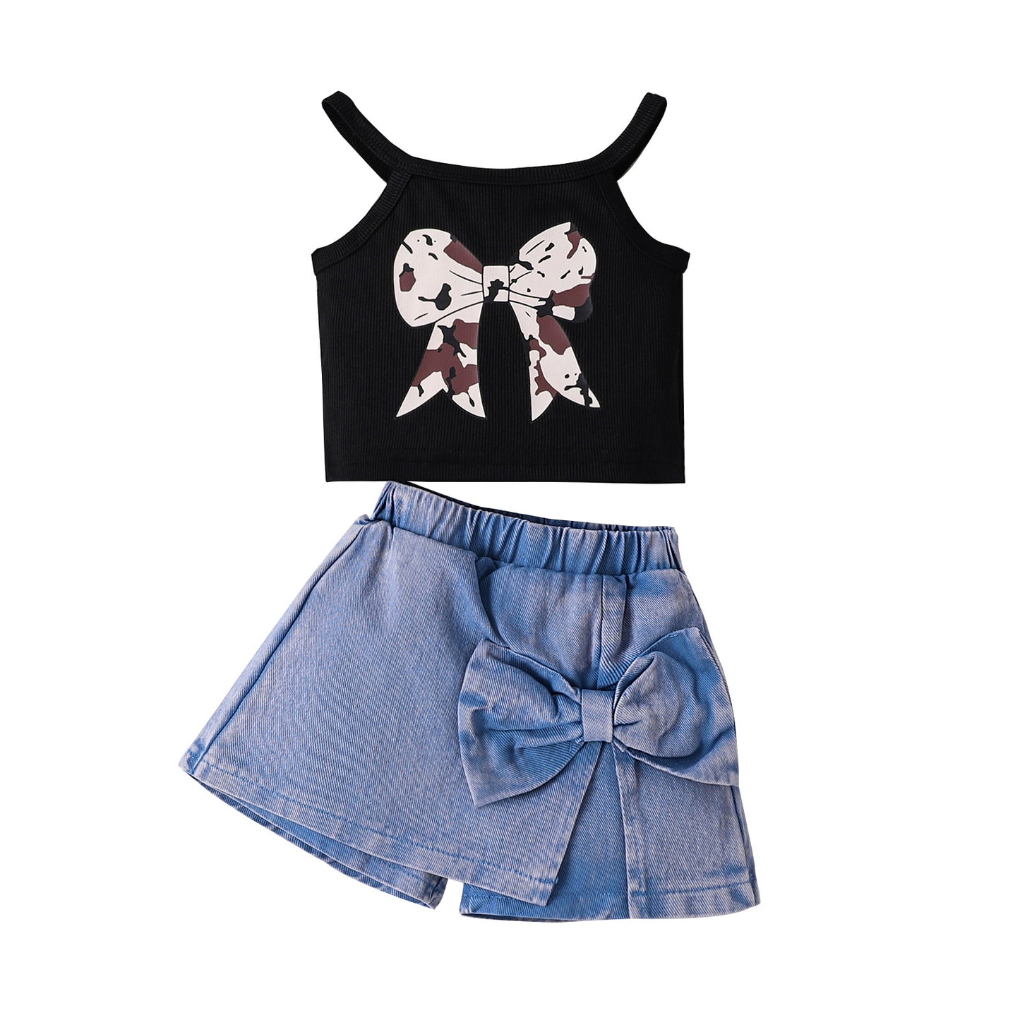Girl's Bow Print Sling Summer 2pc Set