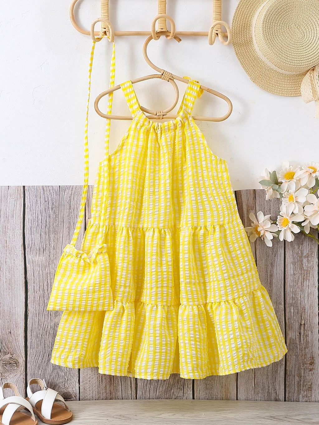 Girls' Off-shoulder Halter Simple Solid Color Beach Holiday Dress
