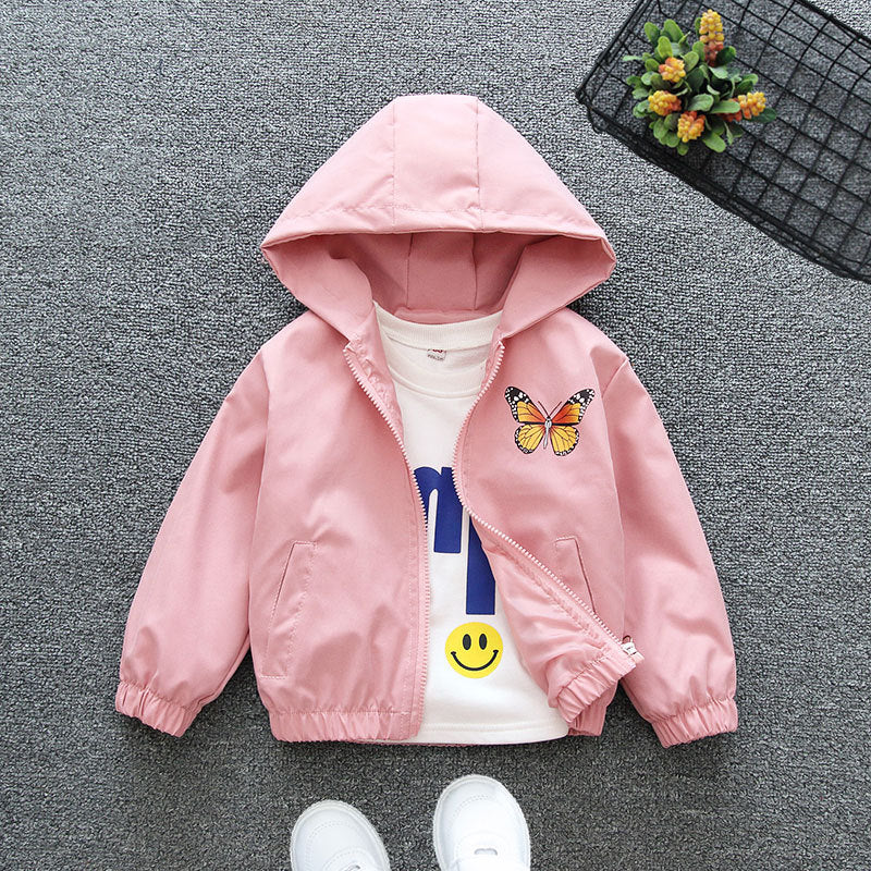 Girls' Spring Jacket, Fashionable Hoodie Butterfly Coat