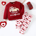 Long Sleeve Truck Letter Heart Printing 2PC Set
