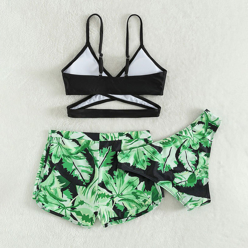 Three-piece Girls' Printed Swimsuit