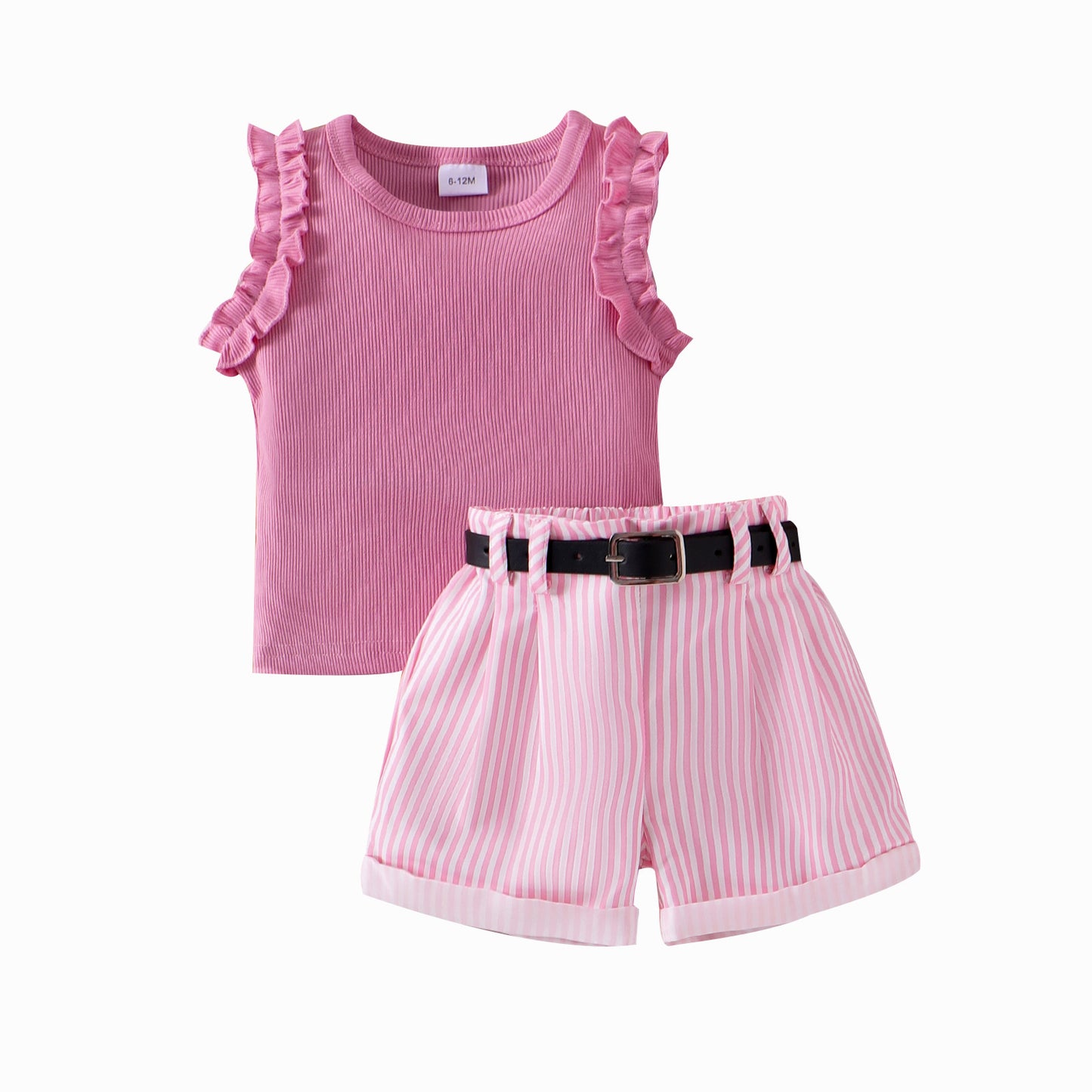 Girls' Sunken Stripe Sleeveless Top & Shorts Set