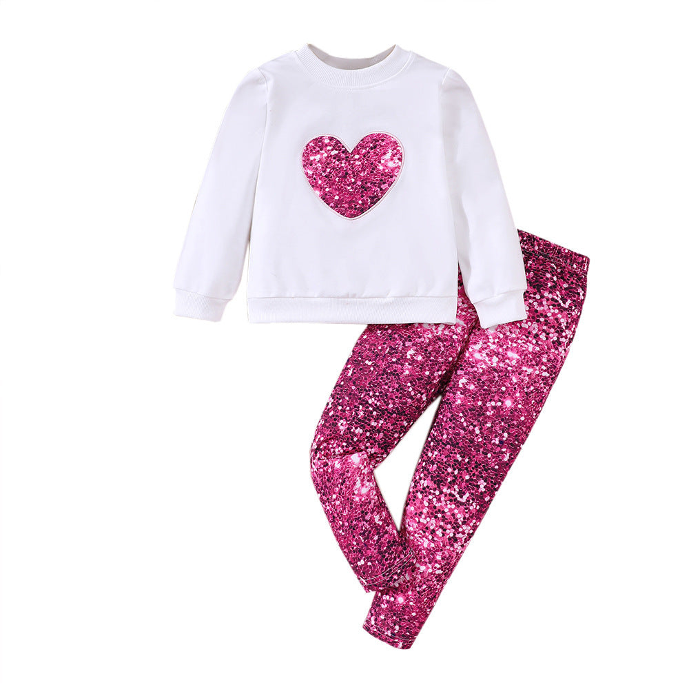 Girls' Love Top Printed Leggings Set