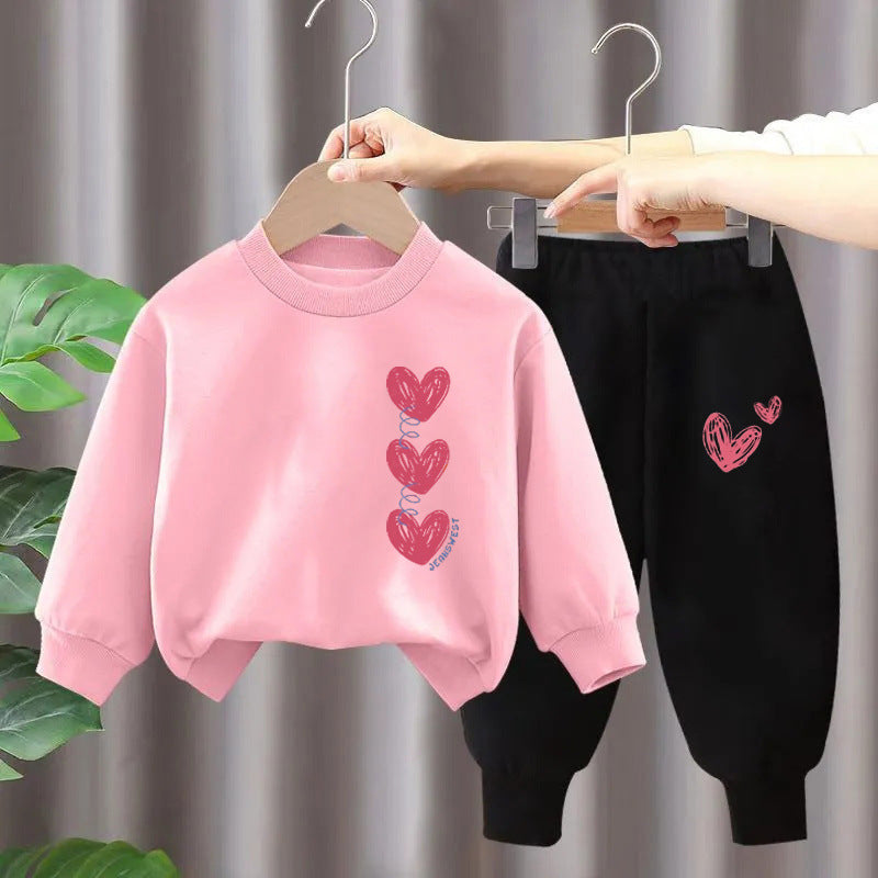 Girls' Heart Tracksuit Two-piece Set