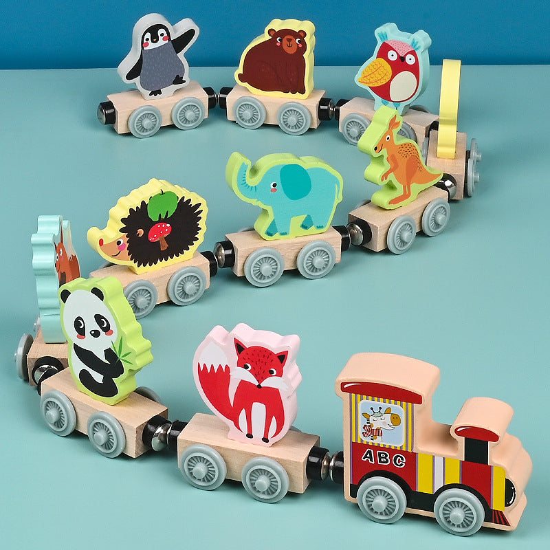 Magnetic Car Small Locomotive, 5 Theme Educational Wooden Sets