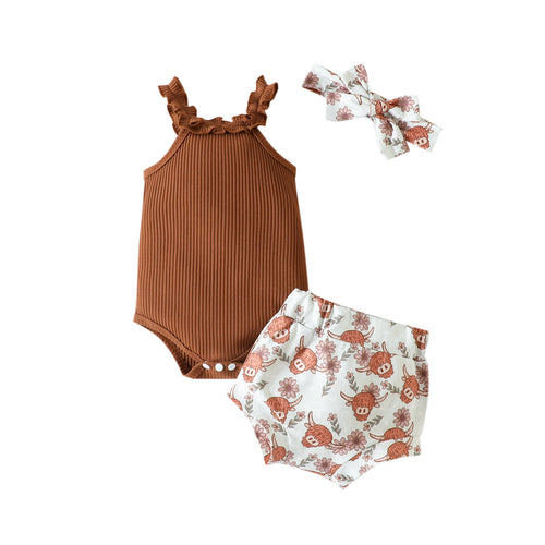 Baby Girl Clothing Ruffle Sleeveless Romper & Shorts