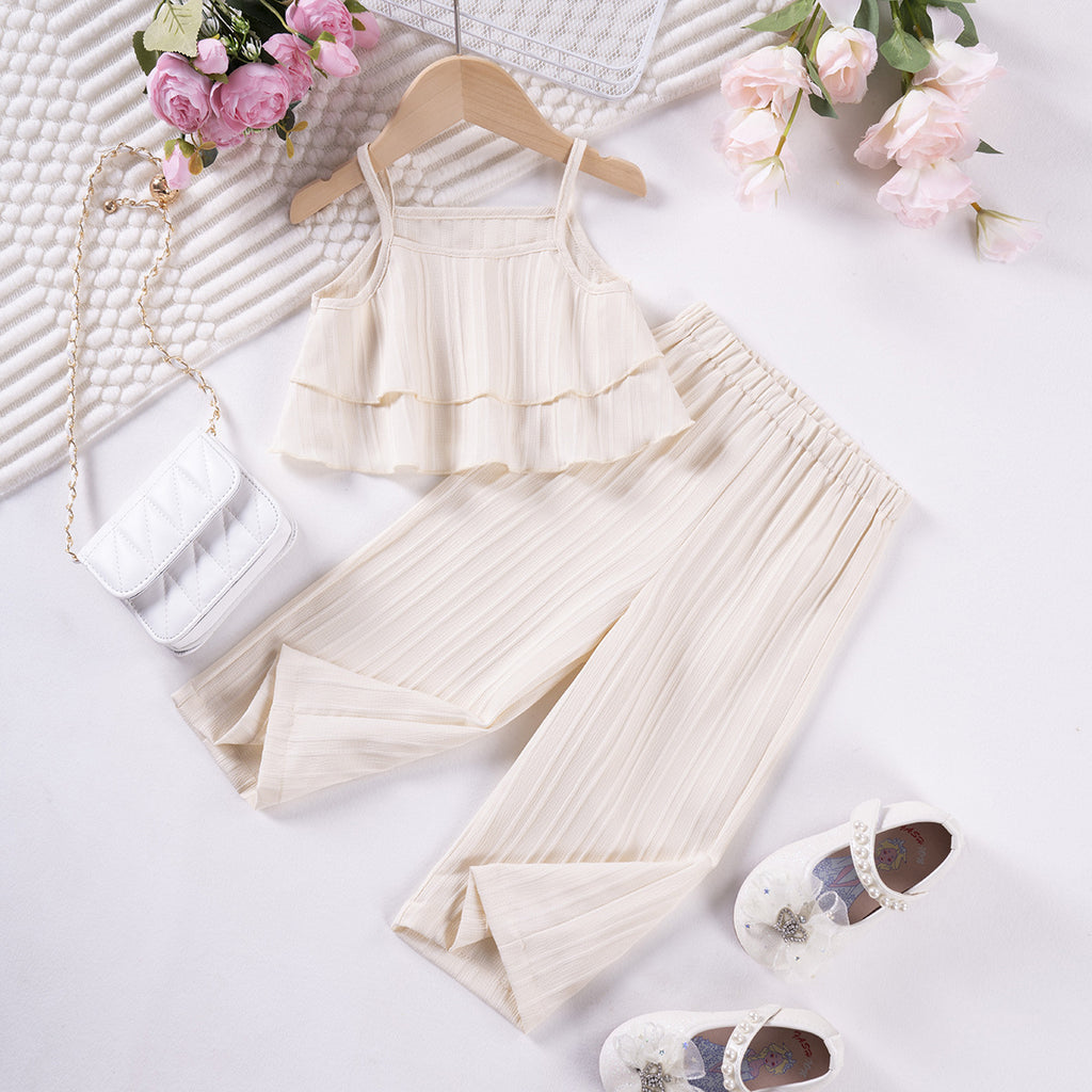 Girls' Summer Casual Top And Pants Two-piece Set