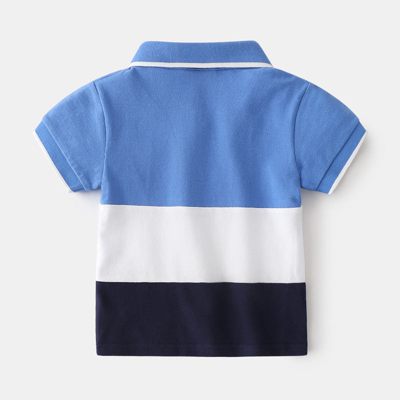Boys' Color Block Lapel Tops