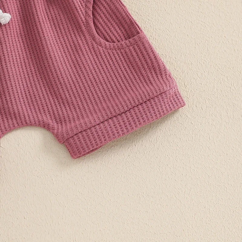 Girls' Summer Fashion Letter I Embroidery Waffle 2pc Set