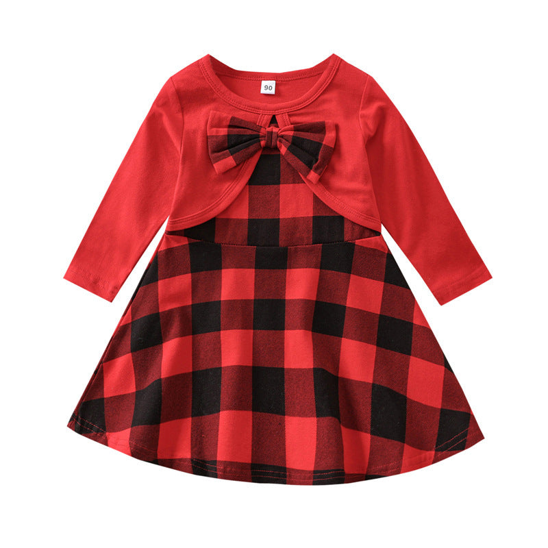Christmas Festival Girls' Red Plaid Dress