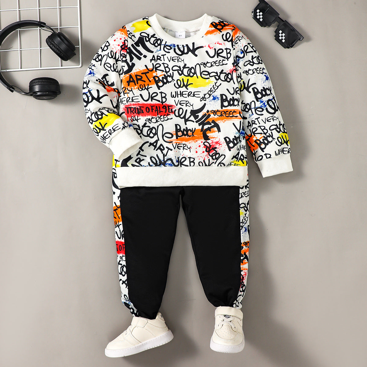 Boys' Long-sleeved Printed Sweater Suit