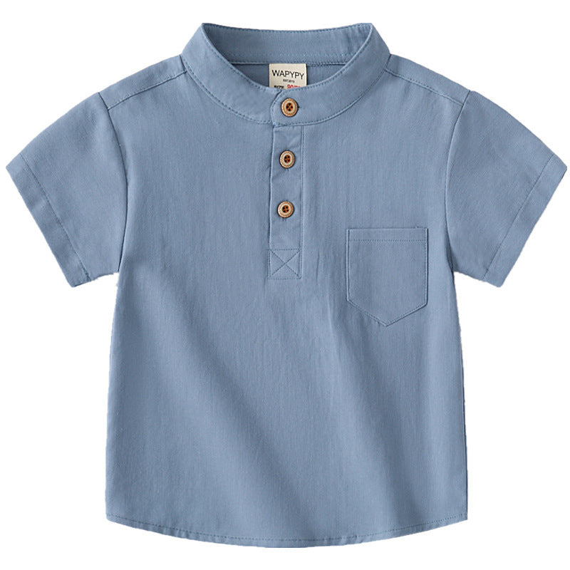 Boys' V-neck Short Sleeve Shirt