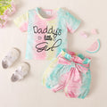 Girls' Summer Short-sleeved Top Tie-dye Shorts Two-piece Set
