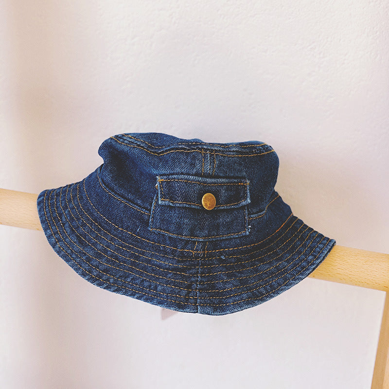 Spring & Autumn Pocket Design Denim Pot Hat