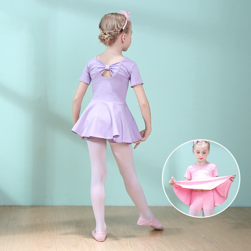 Children Dance Clothing Summer Short-sleeved Girls Dance Skirt Children Ballet Dance Dress