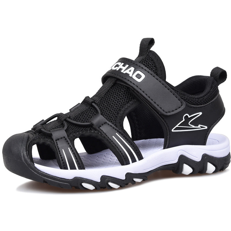 Boys Sandals Soft Sole Black Children's Beach Shoes Non-slip