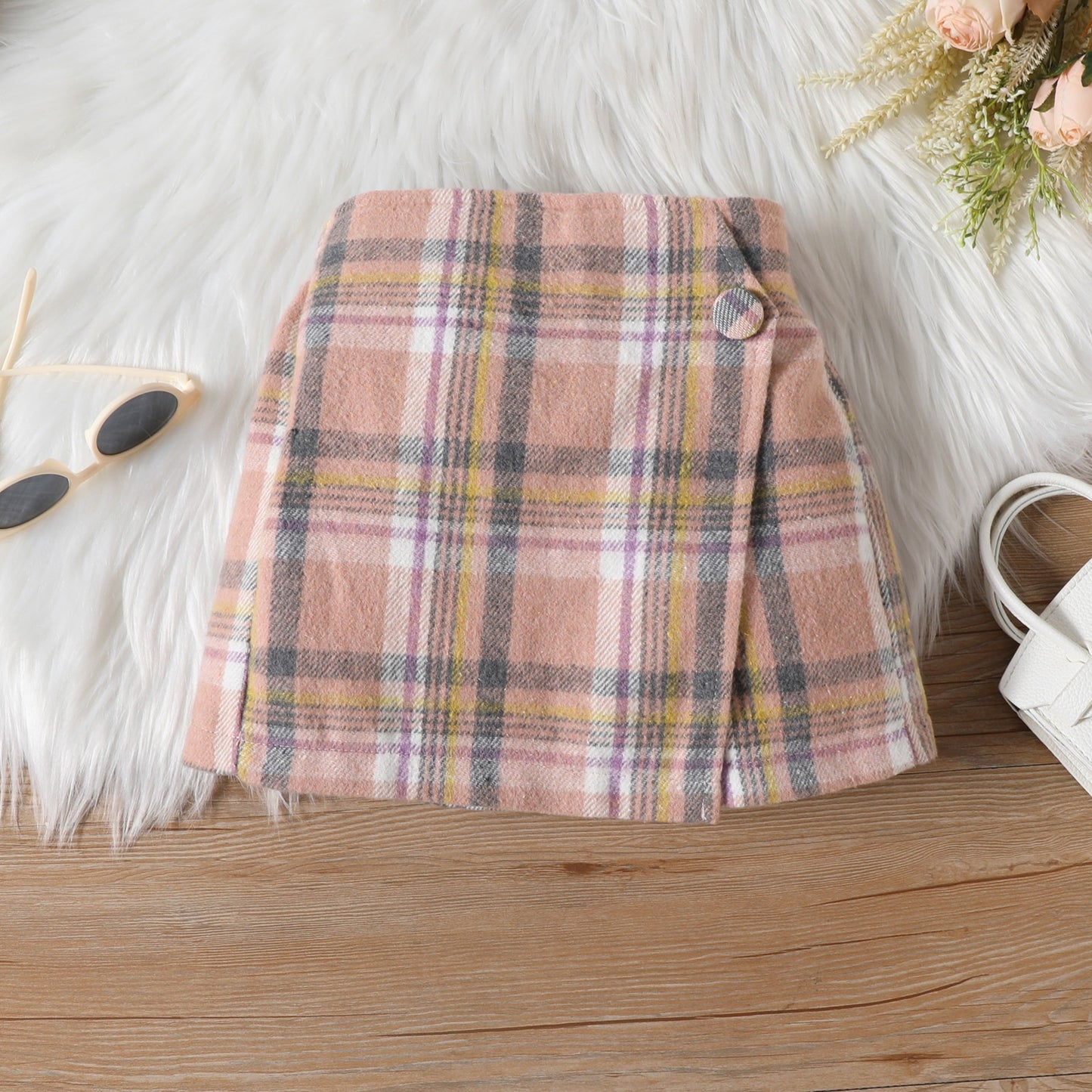 Girls' Elegant Long Sleeve Blouse & Asymmetrical Skirt Set