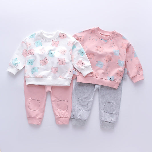 Girls' Cartoon Cat 2-piece Set