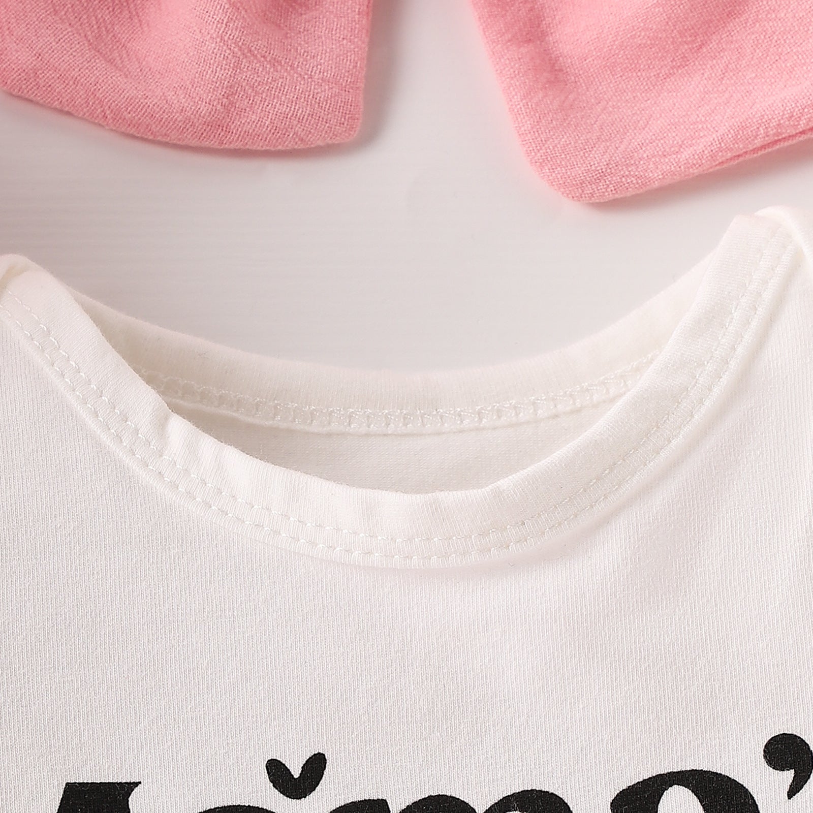 Summer Baby Girl Letter Print Short Sleeve Onesie, Short Skirt & Headband