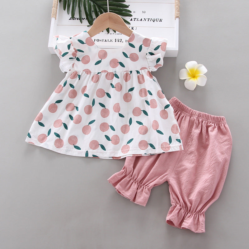 Girls' Sleeveless Top with Solid Color Shorts 2pc Set