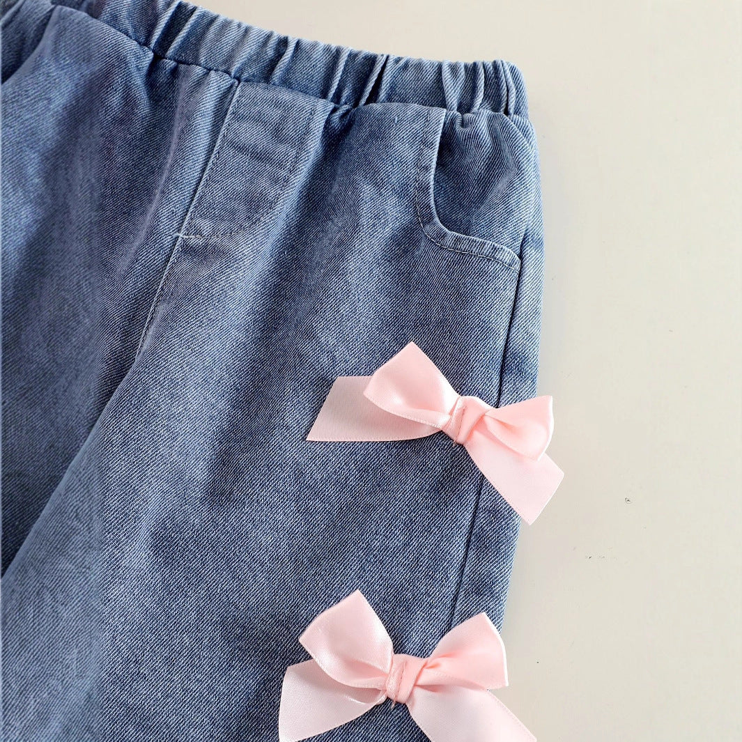 Baby/Toddler Long-sleeved Sweater Denim Pants Two-piece Suit