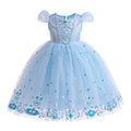 Girls' Elsa Cosplay Dress, Short-sleeved Puff Sleeve Dress, Theme Party Dress