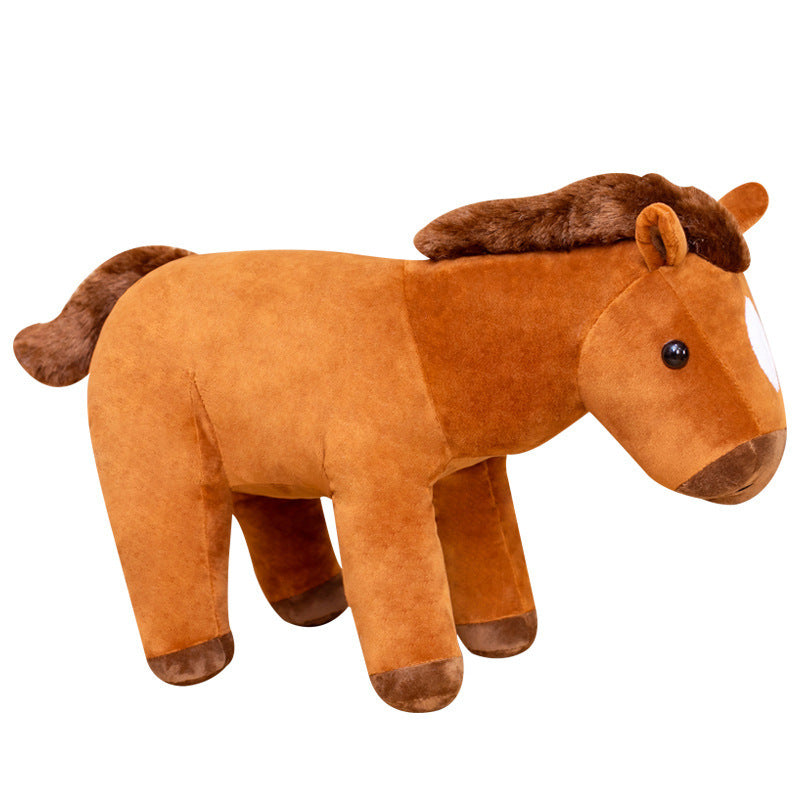 Sitting Horse Hair Plush Toy, Comes in Chocolate or White