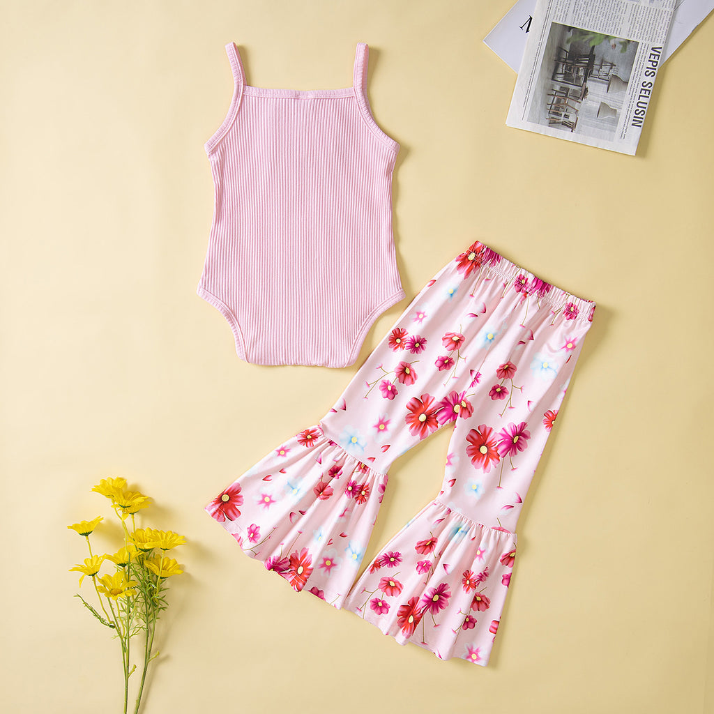 Summer Fashionable Cute Strap Girls' 2pc Set
