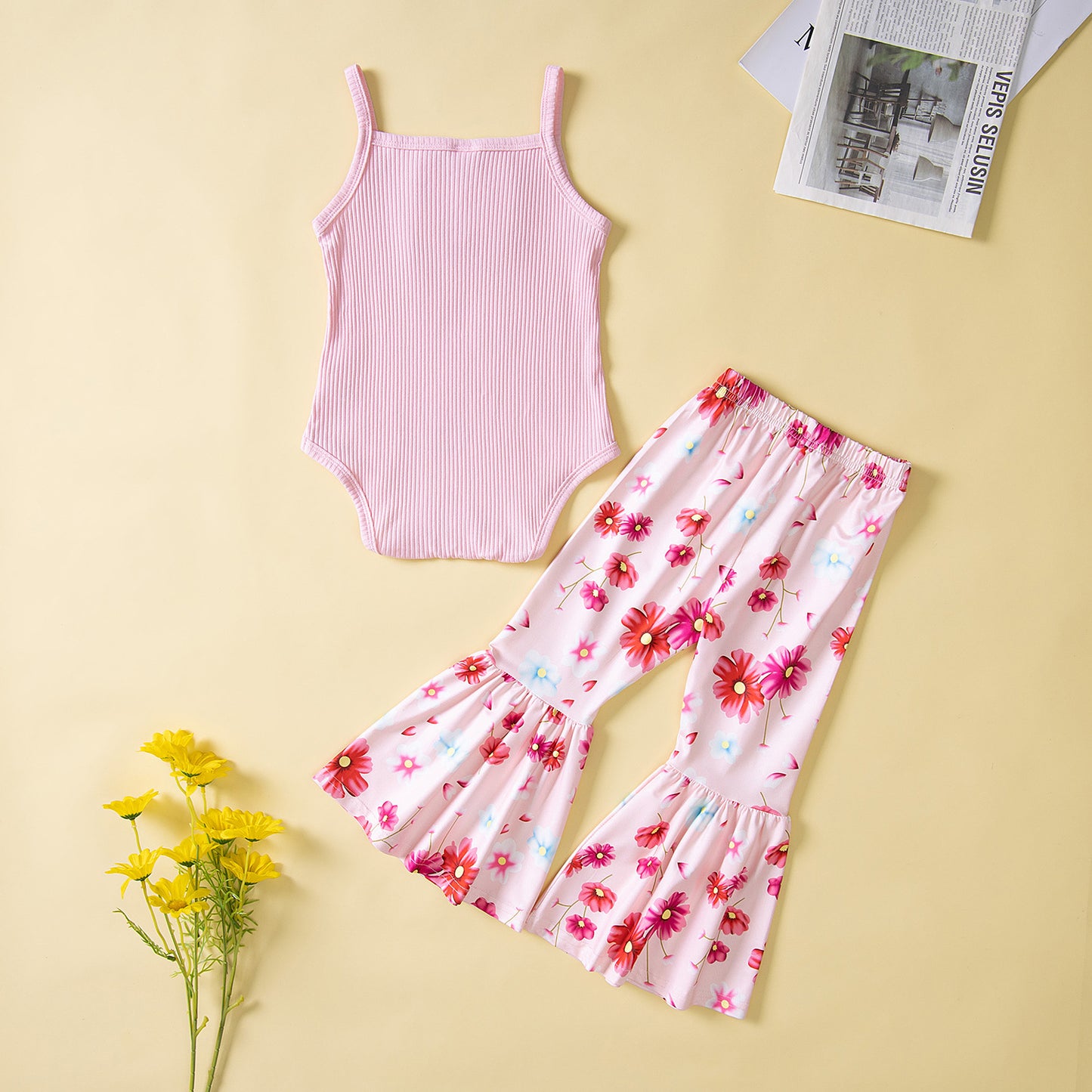 Summer Fashionable Cute Strap Girls' 2pc Set