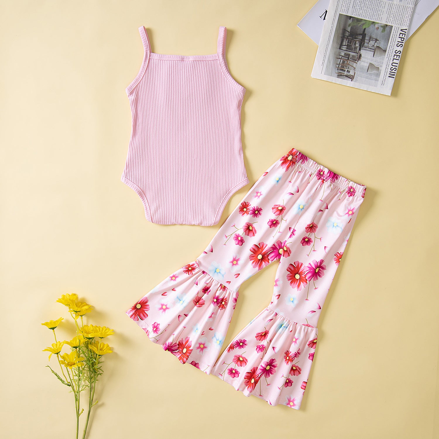 Summer Fashionable Cute Strap Girls' 2pc Set