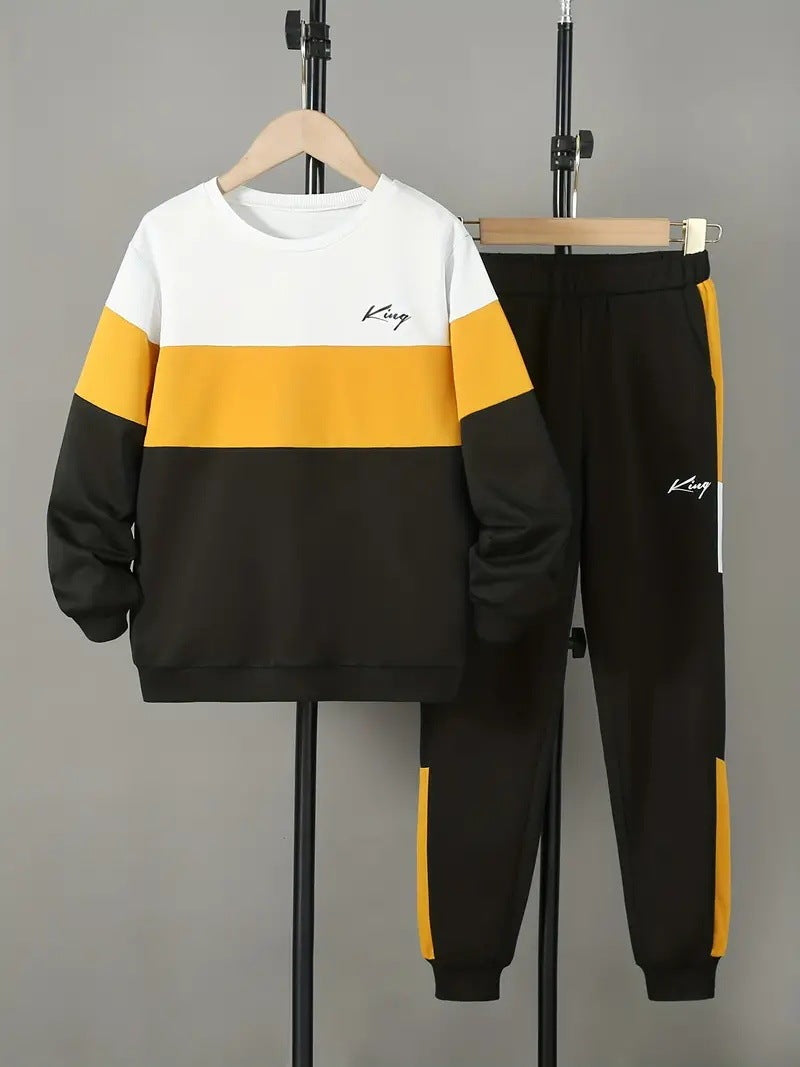 Design Multicolor Hoodie Pants Two-piece Set